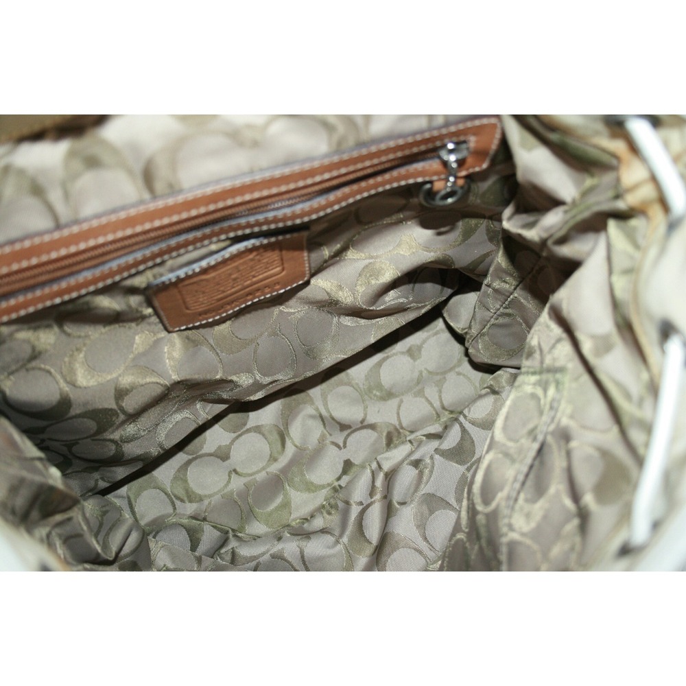 Coach Tan Nylon Double Pocket Drawstring Women's Backpack Purse Bag 6258 - Picture 8 of 12